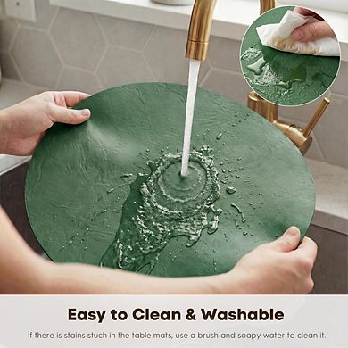 Faux Leather Placemats Set of 4, Waterproof Reversible and Heat Resistant