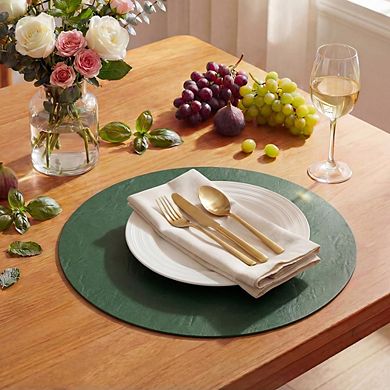 Faux Leather Placemats Set of 4, Waterproof Reversible and Heat Resistant