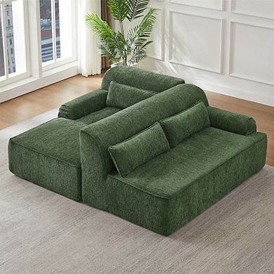 Luxury Chenille Left-Facing L-Shape Oversized Couch for Living Room & Apartment, No Assembly