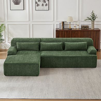 Luxury Chenille Left-Facing L-Shape Oversized Couch for Living Room & Apartment, No Assembly
