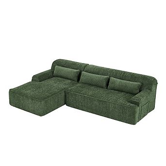 Luxury Chenille Left-Facing L-Shape Oversized Couch for Living Room & Apartment, No Assembly