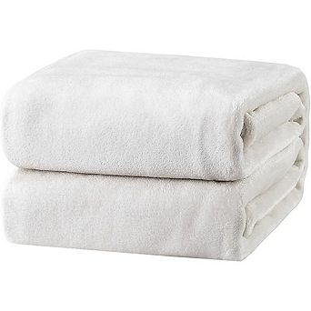 Cream Plush Throw Blanket for Couch, Lightweight Soft Fuzzy Cozy Sofa Blanket