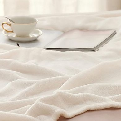Cream Plush Throw Blanket for Couch, Lightweight Soft Fuzzy Cozy Sofa Blanket