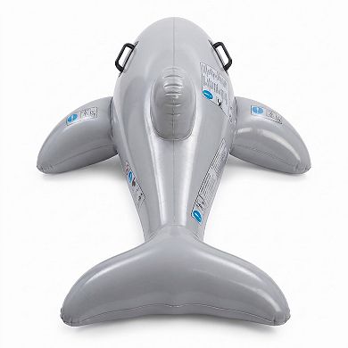 Dolphin Inflatable Pool Float Ride On with Handles Durable PVC Swim Toy Large Water Float