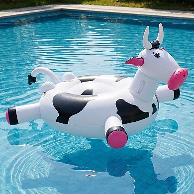Inflatable Cow Pool Float Ring Novelty Animal Float Durable PVC Water Float for Pool Beach Lake