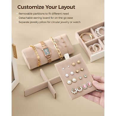 White 7 Drawer Vertical Jewelry Organizer Case with Glass Windows 360 Degree Rotating 1 Piece