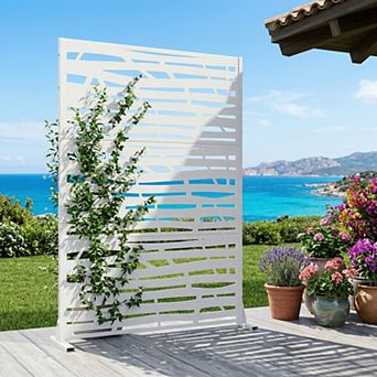 Jungle 6 ft x 4 ft White Metal Privacy Screen