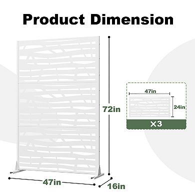 Jungle 6 ft x 4 ft White Metal Privacy Screen