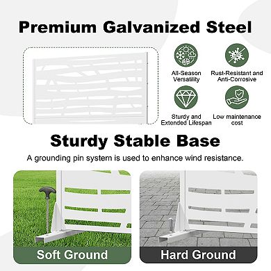 Jungle 6 ft x 4 ft White Metal Privacy Screen