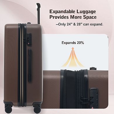 KWPZQEB 5 Piece Lightweight Luggage Sets, Carry On Suitcase with Front Opening & TSA Locks, USB Port