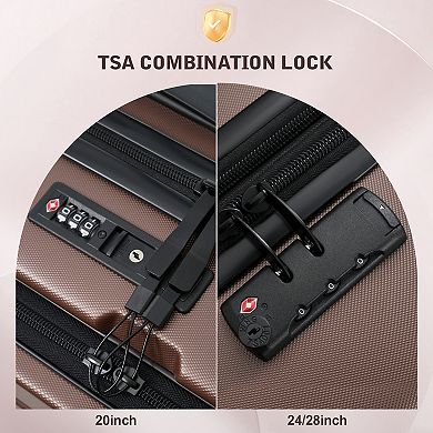 KWPZQEB 5 Piece Lightweight Luggage Sets, Carry On Suitcase with Front Opening & TSA Locks, USB Port