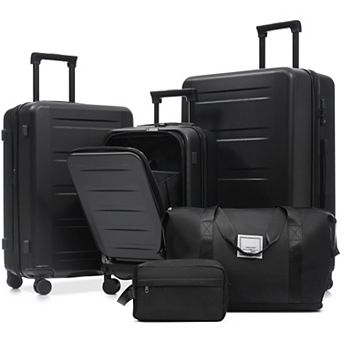 KWPZQEB 5 pc Lightweight Luggage Sets, Carry On Suitcase with Front Opening & TSA Locks, USB Port