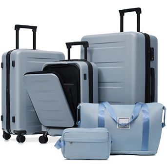 KWPZQEB 5 pc Lightweight Luggage Sets, Carry On Suitcase with Front Opening & TSA Locks, USB Port