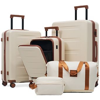 KWPZQEB 5 pc Lightweight Luggage Sets, Carry On Suitcase with Front Opening & TSA Locks, USB Port