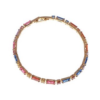 18K Gold Zircon Link Bracelet with Crystal rhinestone Elegant Charm Bridal Wedding Jewelry