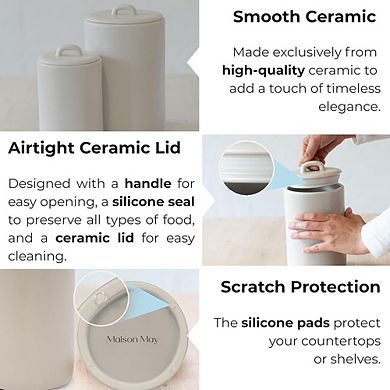Ceramic Food Storage Jar Set with Airtight Lids, Kitchen Canisters