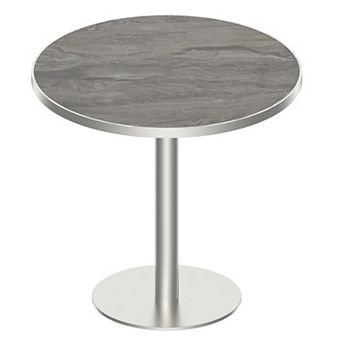 WOW PIONEER Modern Round Dining Table with Sturdy Metal Frame and Faux Marble Top