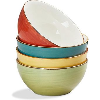 Ceramic Cereal Bowls Set, 16oz, Microwave & Dishwasher Safe, Assorted Colors