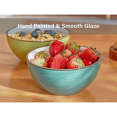 Ceramic Cereal Bowls Set, 16oz, Microwave & Dishwasher Safe, Assorted Colors