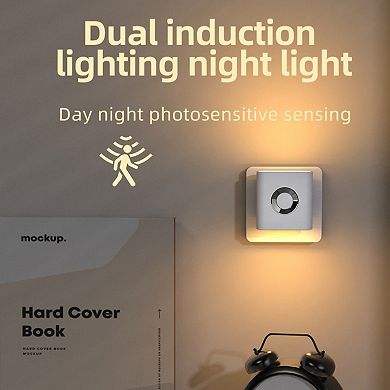 Plug-in Motion Sensor Night Light, Dual Induction Auto On/Off Warm Light for Bedroom,Closet,Bedside