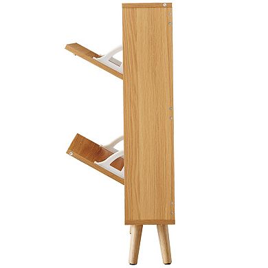 Rattan 2 Flip Drawer Shoe Cabinet, Space-Saving Storage, Ideal for Entryway & Hallway