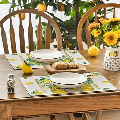 Seasonal Lemon Striped Placemats Set of 4 Spring Dining Table Mats Decor