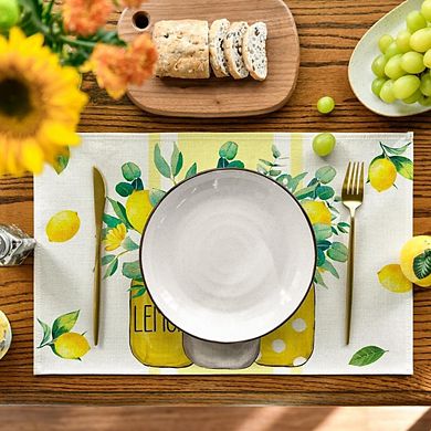 Seasonal Lemon Striped Placemats Set of 4 Spring Dining Table Mats Decor