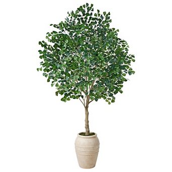 Artificial Ficus Tree with Ceramic Pot, Large Fake Plants for Home Office Decor - VeriNatural