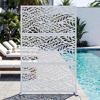6' x 4' White Metal Outdoor Privacy Screen