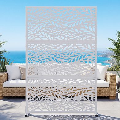 6' x 4' White Metal Outdoor Privacy Screen