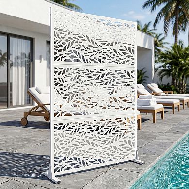 6' x 4' White Metal Outdoor Privacy Screen