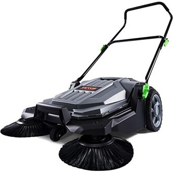 25.6" Walk-Behind Hand Push Floor Sweeper - Non-Electric, 5-Gallon Container