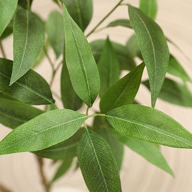 VeriNatural Artificial Eucalyptus Tree with White pLastic Pot, Pre Potted faux Tree for Home Decor