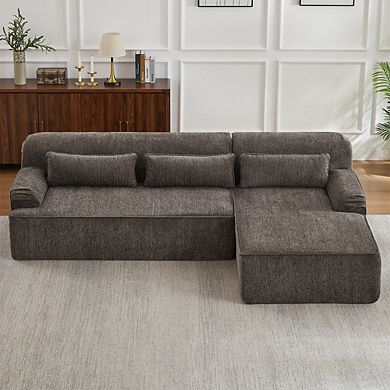 Luxury Chenille Right-Facing L-Shape Oversized Couch for Living Room & Apartment, No Assembly
