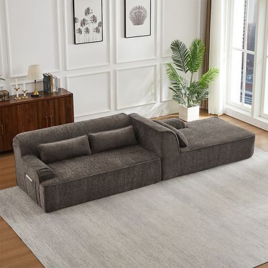 Luxury Chenille Right-Facing L-Shape Oversized Couch for Living Room & Apartment, No Assembly