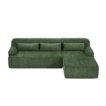 Luxury Chenille Right-Facing L-Shape Oversized Couch for Living Room & Apartment, No Assembly
