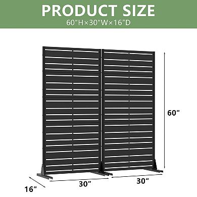Benjamin 4.9 ft x2.5 ft Black Metal Privacy Screen (Set of 2)