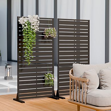 Benjamin 4.9 ft x2.5 ft Black Metal Privacy Screen (Set of 2)