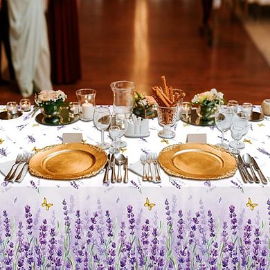 Spring Lavender Tablecloths, disposable plastic covers, waterproof 3 pack