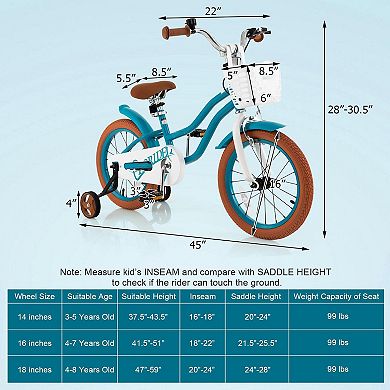 Kids Bike with Adjustable Handlebar and Removable Basket