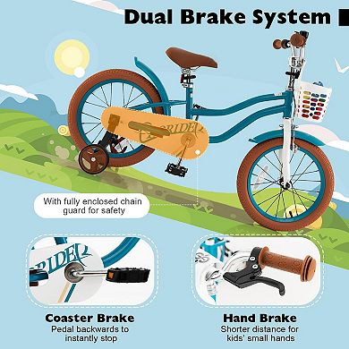 Kids Bike with Adjustable Handlebar and Removable Basket