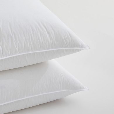 Unikome Dual Layer Goose Down Pillow Set of 2, Cotton Shell Soft Outer Firm Core Support Pillows