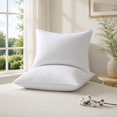 Unikome Dual Layer Goose Down Pillow Set of 2, Cotton Shell Soft Outer Firm Core Support Pillows