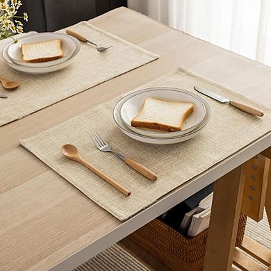 Burlap Linen Placemats Set of 4, Heat-Resistant Washable Table Mats