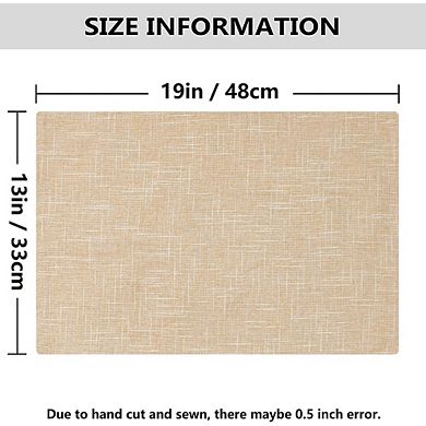 Burlap Linen Placemats Set of 4, Heat-Resistant Washable Table Mats