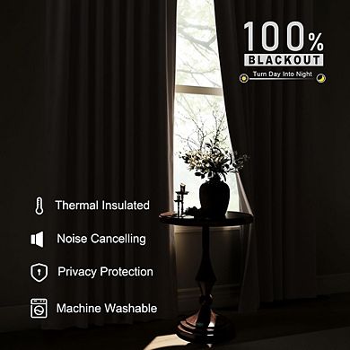 Linen Blackout Curtains, Thermal Back Tab Room Darkening Drapes