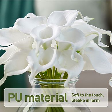 10" Artificial White Calla Lily Arrangement in Vase with Faux Water - VeriNatural