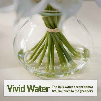 10" Artificial White Calla Lily Arrangement in Vase with Faux Water - VeriNatural