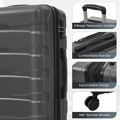 KWPZQEB 24" Hardshell ABS Checked Luggage with Expandable, Suitcase with Spinner Wheels &TSA Lock