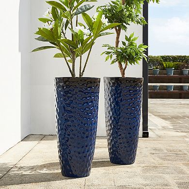 Glitzhome Set of 2 Oversized Honeycomb Textured Tall Plastic Planter, 31"H